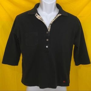 Vintage Burberry London Long Sleeve Collard Polo